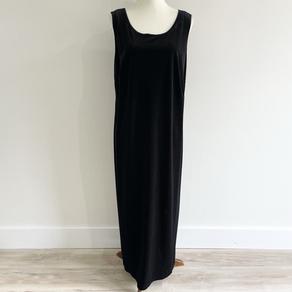 Vintage Sheri Martin Black Velvet Sleeveless whimsy goth Maxi Dress Size 18W - Picture 3 of 6